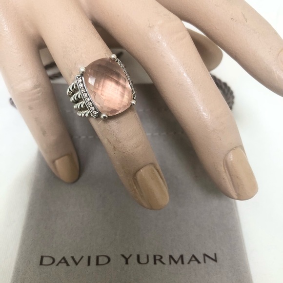 🔴Authentic DAVID YURMAN Morganite Gem Stone & Diamonds Ring 🌺🔴 - Picture 1 of 7